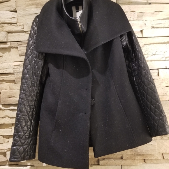 Soia & Kyo Wool Leather Quilted Coat Size M - Picture 3 of 4